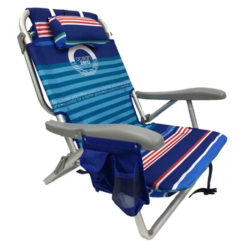 Набор из 2. Экологичный роскошный пляжный стул с рюкзаком. В полоску.Легкая алюминиевая рама, защищенная от ржавчины Изображение