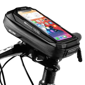 Непромокаемый держатель для телефона WILD MAN, велосипедная сумка на руль с сенсорным экраном для MTB горного шоссейного велосипеда… Изображение