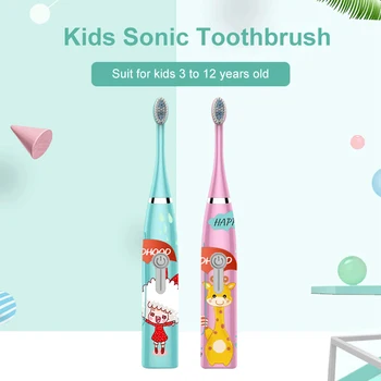 Новая электрическая Зубная щетка Для детей, Звуковая электрическая зубная щетка для детей, 1 3 головки, Подарочные Батарейные Зубные щетки Изображение