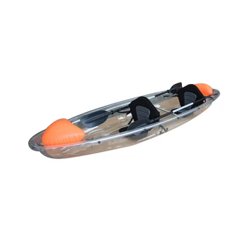 Новый дизайн, высококачественные маленькие пластиковые прозрачные двухместные гребные лодки, хрустальное каноэ/каяк с прозрачным дном Изображение