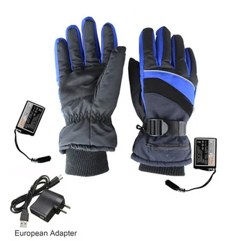 Перчатки с электрическим подогревом от USB, Аккумуляторная батарея 3,7 В 2000 мАч, Электрические перчатки, Зимние Теплые Лыжные перчатки с подогревом для рук Изображение