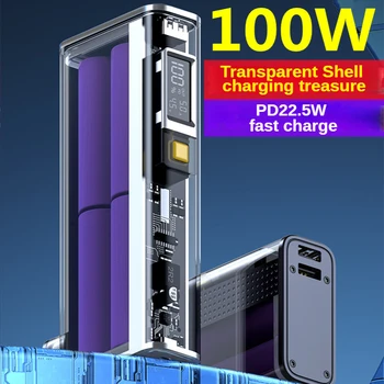 Прозрачный чехол Портативное зарядное устройство Power Bank 20000 мАч Type C Быстрая зарядка PD22,5 Вт Внешний аккумулятор для iPhone HUAWEI Xiaomi Изображение