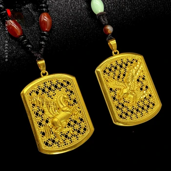 Простое Ожерелье из 18-каратного золота с полым квадратным кулоном в виде орла, Цепочка, Изысканные ювелирные Изделия, Ожерелья для ключиц для мужчин, подарки на День рождения Изображение