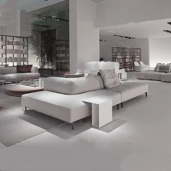 Простой дизайнерский тканевый двухсторонний диван, Итальянская большая квартира, Гостиная, Зона отдыха, Диван спинка к спинке Изображение