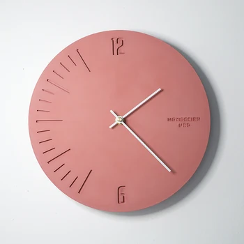 Простые Бесшумные Настенные Часы Креативный Круглый Розовый Часовой Механизм Для Гостиной Спальни в Скандинавском Стиле Reloj Pared Home Decor Изображение