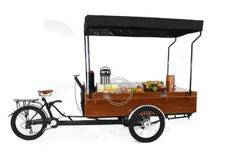 Ретро Кофейный Грузовой Велосипед Мобильный Бизнес-Вендинговый Велосипед для продажи фруктов Трехколесный Электрический Трехколесный Велосипед для взрослых Изображение