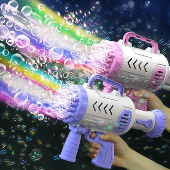 Ручной пистолет для мыльных пузырей Gatlin Rocket с 37 Отверстиями, Электрическая автоматическая машина для мыльных пузырей для детских подарков, портативные игрушки для улицы Изображение