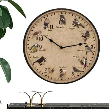 Садовые часы Часы в европейском стиле с термометром 12 дюймов Уличные настенные часы Инновационные непромокаемые Для гостиной Спальни Кухни Изображение
