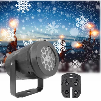 Светодиодный проектор в виде снежинок, Вращающийся узор, Декоративный светильник для вечеринки на Рождество, Хэллоуин, Рассеянный свет Изображение