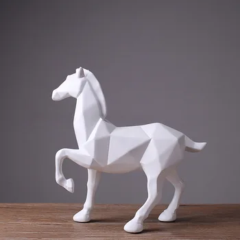 Скандинавская геометрическая статуя лошади, абстрактная скульптура лошади, ручная работа, витрина, украшение для домашнего офиса, подарок a0799 Изображение