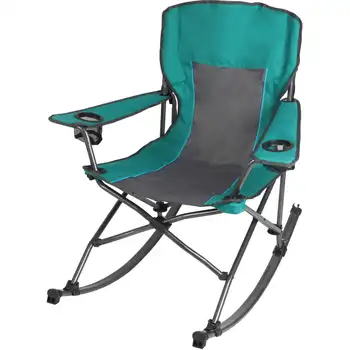 Складное комфортное походное кресло-качалка - Зеленый - Вместимость 300 фунтов - Кресло для отдыха и комфорта взрослого человека Изображение