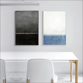 Современная минималистичная картина на холсте с морем, Абстрактный плакат, черно-белая абстрактная живопись, Минималистичная настенная роспись с принтом, Крыльцо в коридоре Изображение