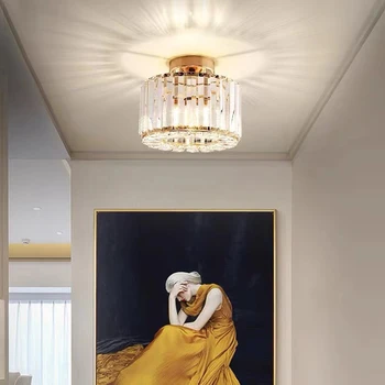 Современный хрустальный потолочный светильник для коридора, Потолочный светильник для прохода на балкон, светильник для домашнего фойе, Светильник для кухни, Украшение дома Изображение