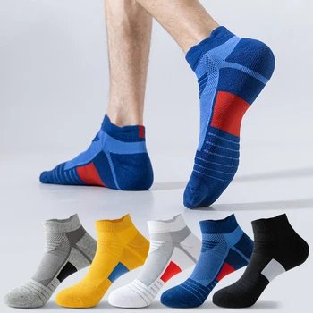Спортивные носки для мужчин, Короткие носки, утолщенные амортизирующие Махровые, впитывающие пот Носки для баскетбола с дышащей сеткой Изображение