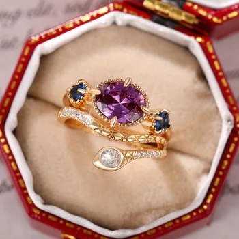 Старинные кольца с Аметистом для женщин S925 Ювелирное кольцо Свадебное, для Помолвки, для Вечеринки, Драгоценный Камень, Индийские изысканные ювелирные изделия, Подарок, Горячая Распродажа 2021 Изображение