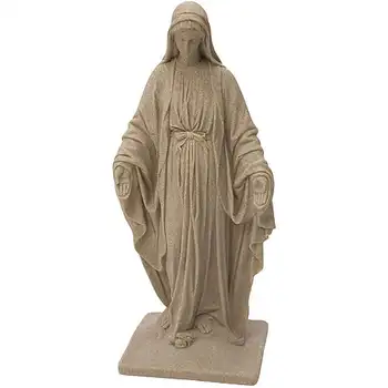 Статуя Девы Марии – Внешний вид из натурального песчаника – Изготовлена из смолы – Легкая – 34 ”статуя для сада на открытом воздухе Изображение