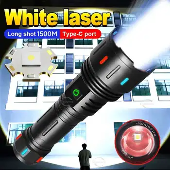 Супер Яркий светодиодный мощный фонарик, перезаряжаемый фонарь, 1500 м XHP360, мощные светодиодные фонари с USB-зарядкой Изображение