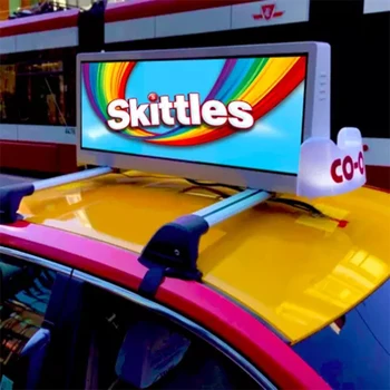Такси светодиодный рекламный щит Экран дисплея Крыша автомобиля P5 Открытый полноцветный водонепроницаемый знак Управление 4G WiFi GPS Дисплей Анимация Рекламный щит Изображение