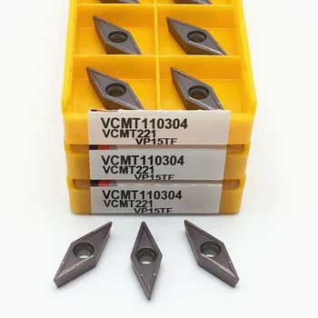 Токарная вставка VCMT110304 VP15TF высококачественная твердосплавная вставка встроенный токарный инструмент VCMT 110304 металлические детали токарного станка с ЧПУ инструмент Изображение