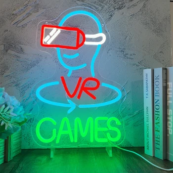 Форма игры VR Неоновый свет Светодиодная Неоновая лампа с питанием от USB Неоновые Вывески для спальни Детская Игровая зона Праздничное украшение для вечеринки Изображение