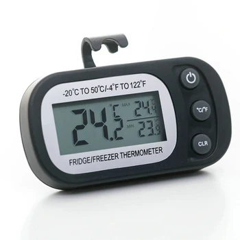 Цифровой термометр для холодильника, водонепроницаемый термометр для морозильной камеры с функцией записи макс. /мин. и большим дисплеем Изображение