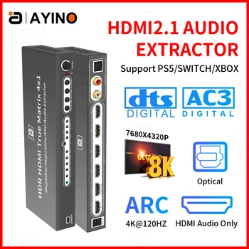 аудиоэкстрактор 8k 7,1 hdmi2.1 4x1out 4K при 120 Гц HD оптический spdif AC3/DTS Звуковой Экстрактор RCA AUX 3,5 мм TOSLINK для ps5 XBOX Изображение